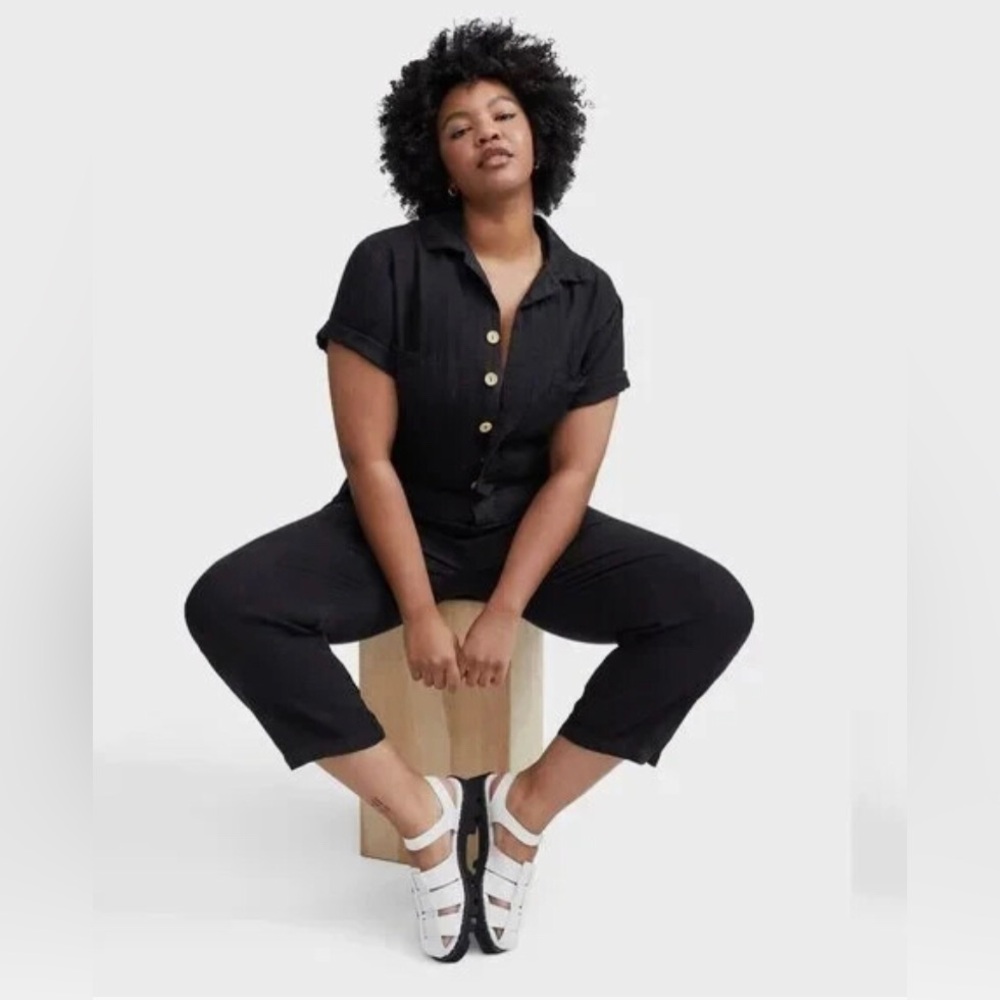 Mate the Label Linen Utility Suit in Black